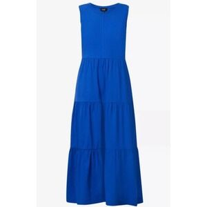 ME+EM Womens Maxi‎ Dress US 12 Blue Sleeveless Tiered Casual Cotton Casual Chic